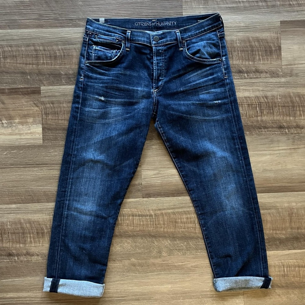 Citizens Of Humanity Jeans Womens 31x30 Blue Dark Wash Slim Tapered Button Fly